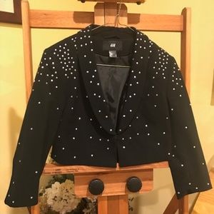 Cropped Sequined Bedazzled H&M Black Blazer